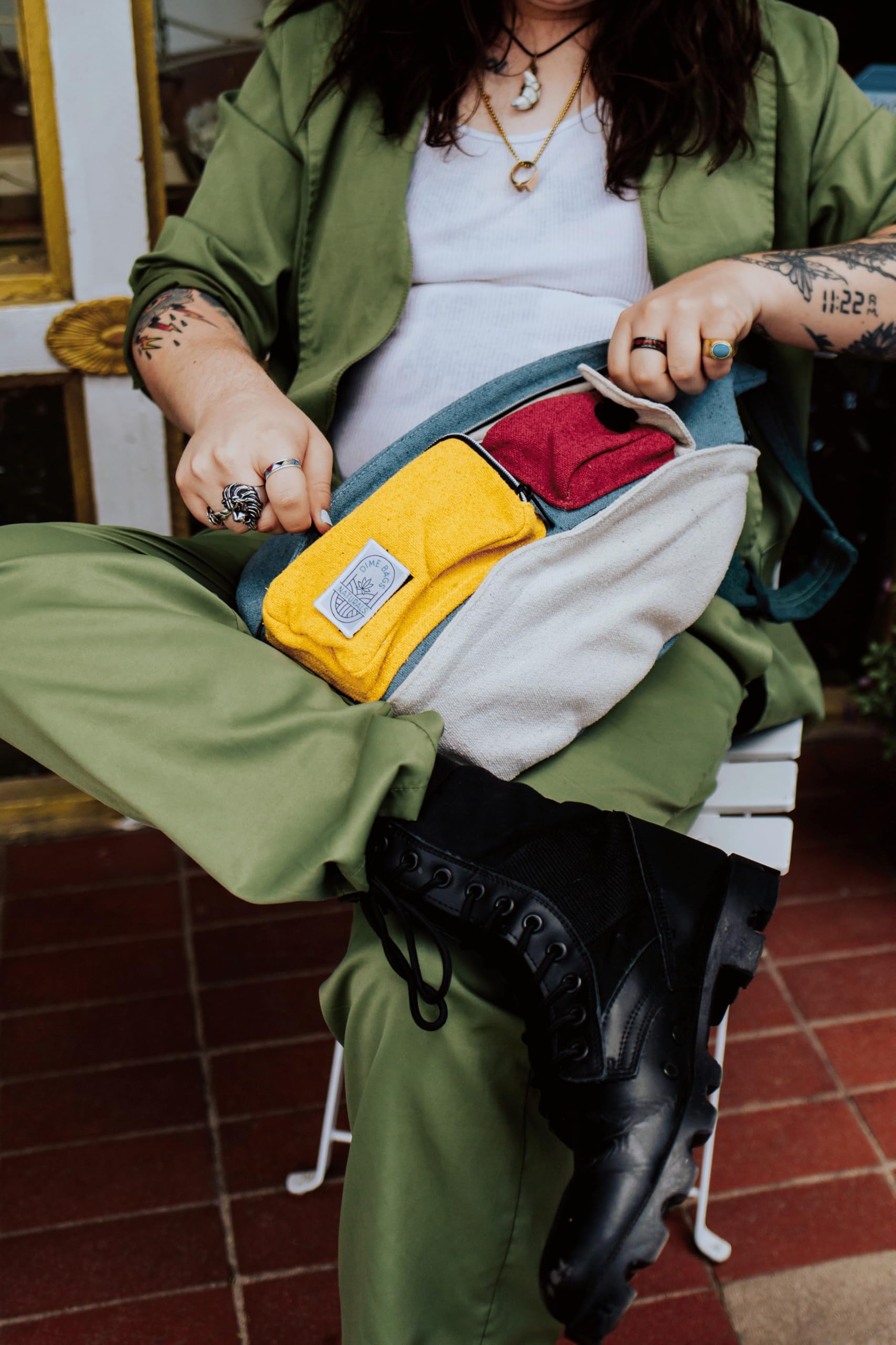 DIME BAGS 100% Nepali Hemp Crossbody Sling Bag, Roomy Multi-Pocket Design with Adjustable Strap for Daily Use & Travel Seeker - Image 7