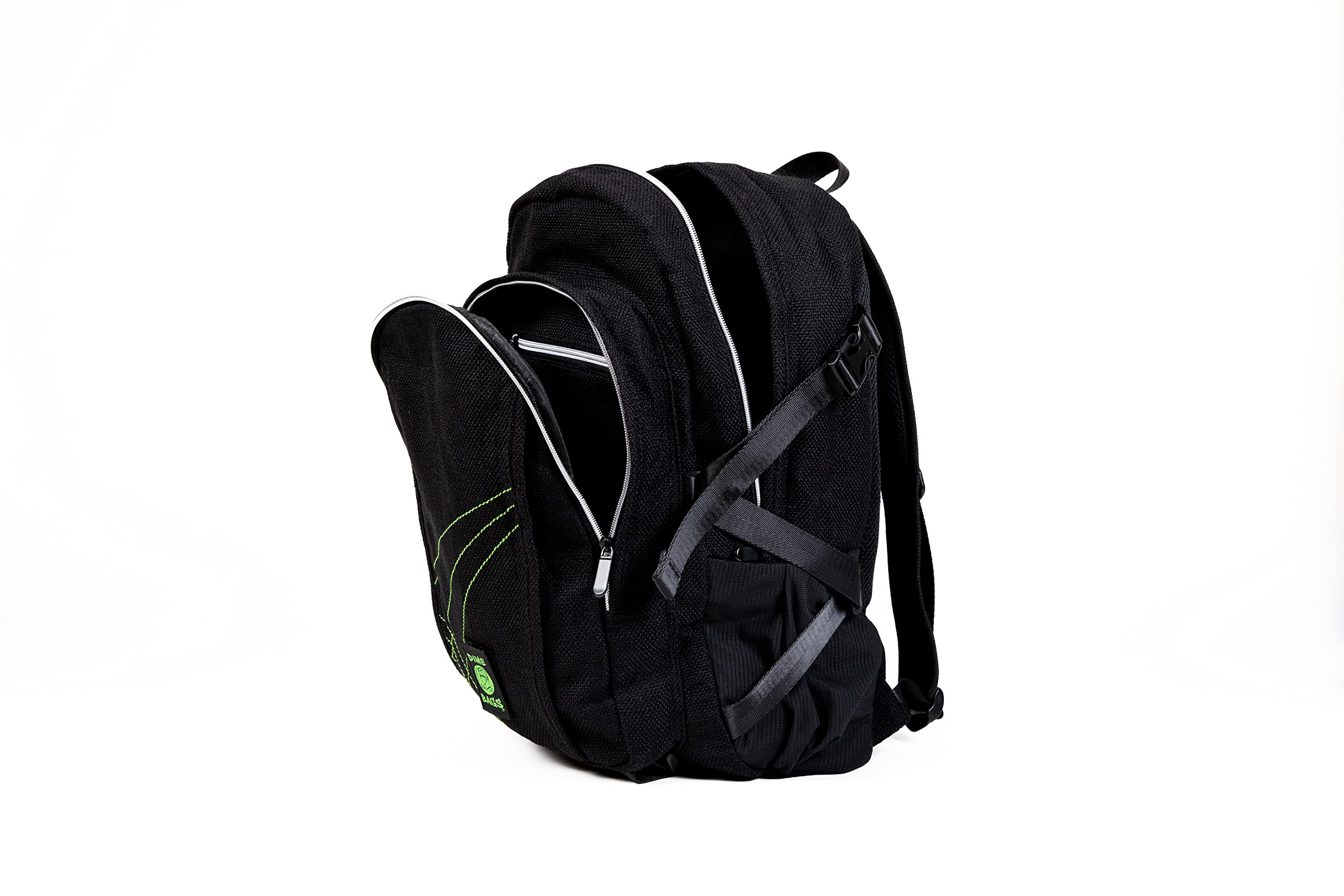 DIME BAGS Backpack For Travel & School, Durable Hempster Material, 9 Storage Compartments & 2 Side Bottle Pockets, Fits 17” Laptop, Adjustable Padded Straps, Hidden Internal Pocket (Black) - Image 5