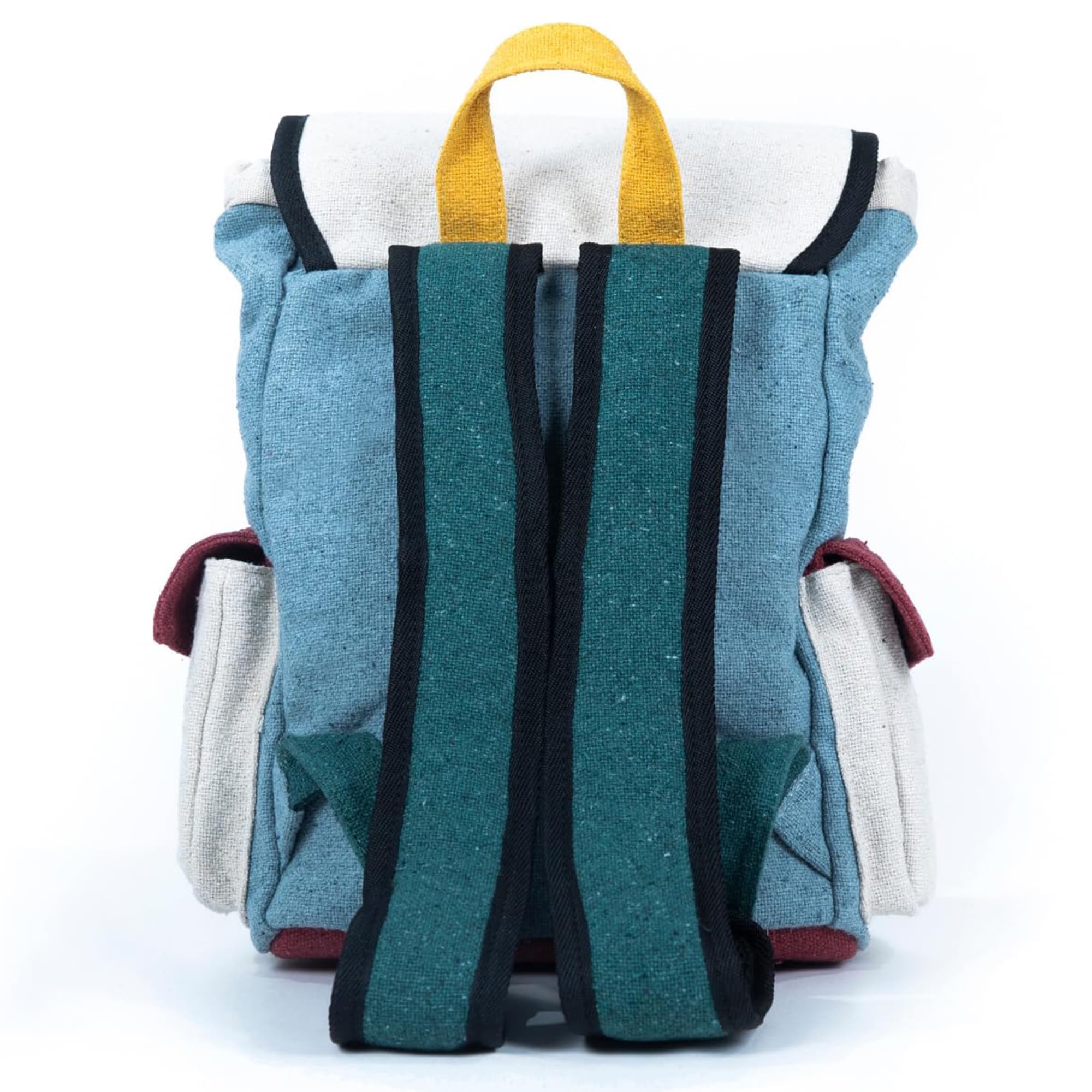 DIME BAGS Mini Backpack, 100% Nepali Hemp Bag with Odor Sealing Pocket, Drawstring Closure, Organic Cotton Lining, Adjustable Straps, For Travel & Daily Use, Naturals Wanderer (Boho Blue) - Image 5