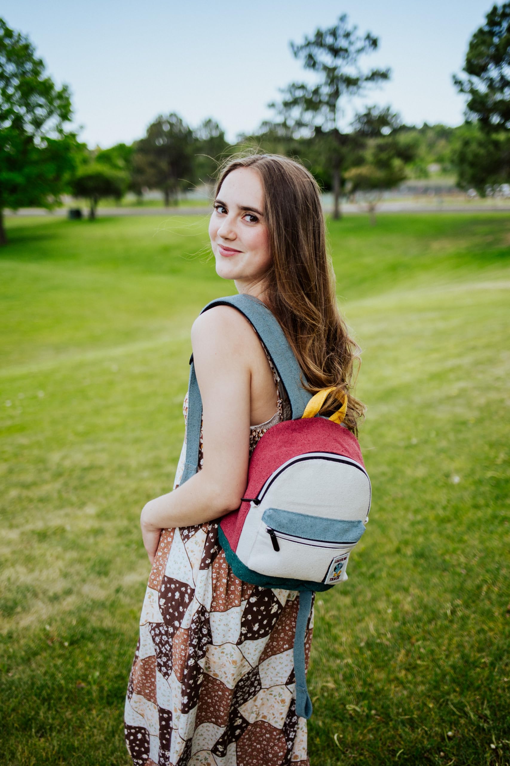 DIME BAGS Mini Hemp Backpack, Made with 100% Nepali Hemp, Travel Bag with Adjustable Padded Straps & Hidden Pocket, Eco-Friendly Daypack for Everyday Use, Unisex, Naturals Mystic (Boho Cream) - Image 7