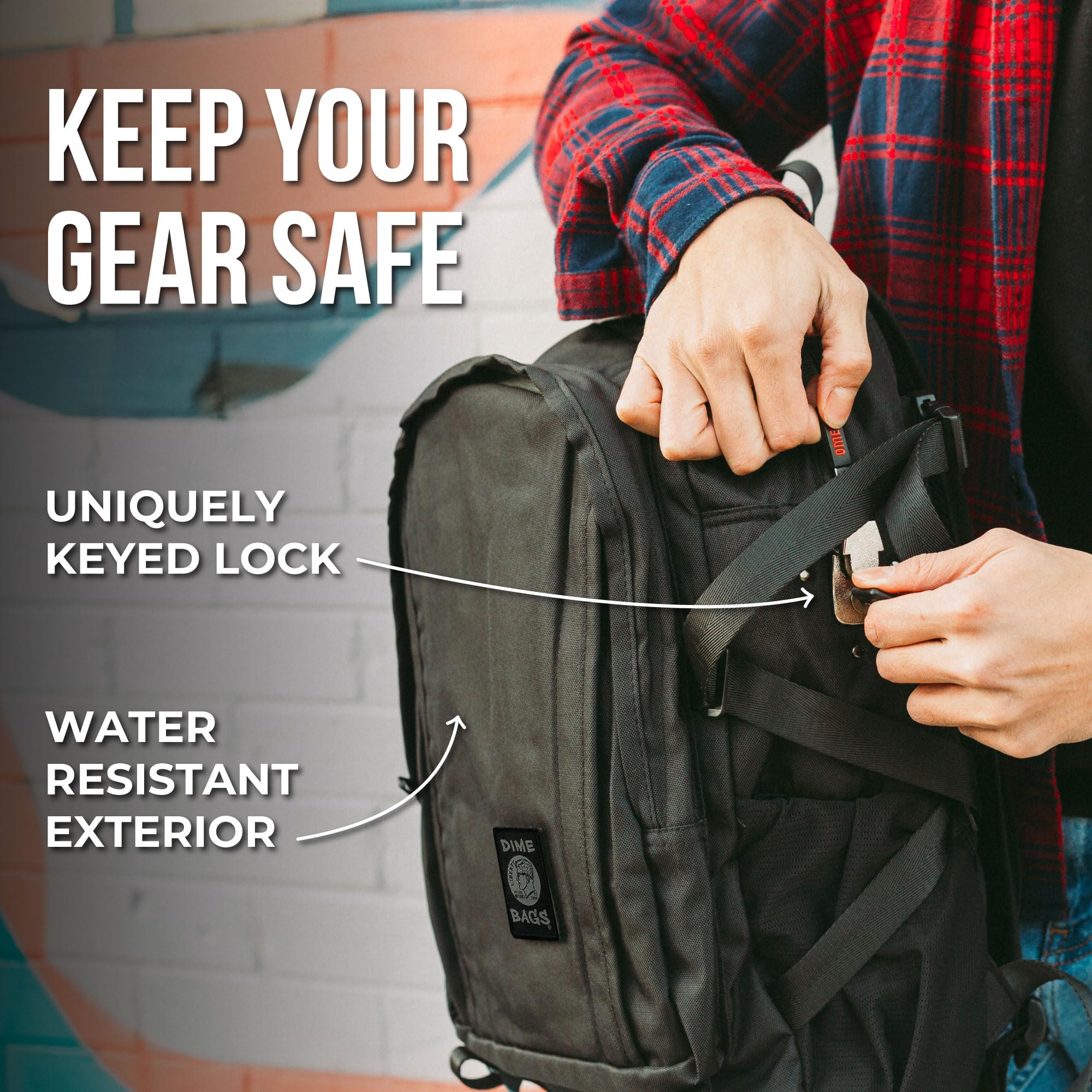 DIME BAGS Odor Blocking Backpack with Lock, Water-Resistant, Anti Theft Bag, Lockable Travel Backpack with Padded Shoulder Straps, Spill Proof Zippers, Transporter (Camouflage) - Image 3