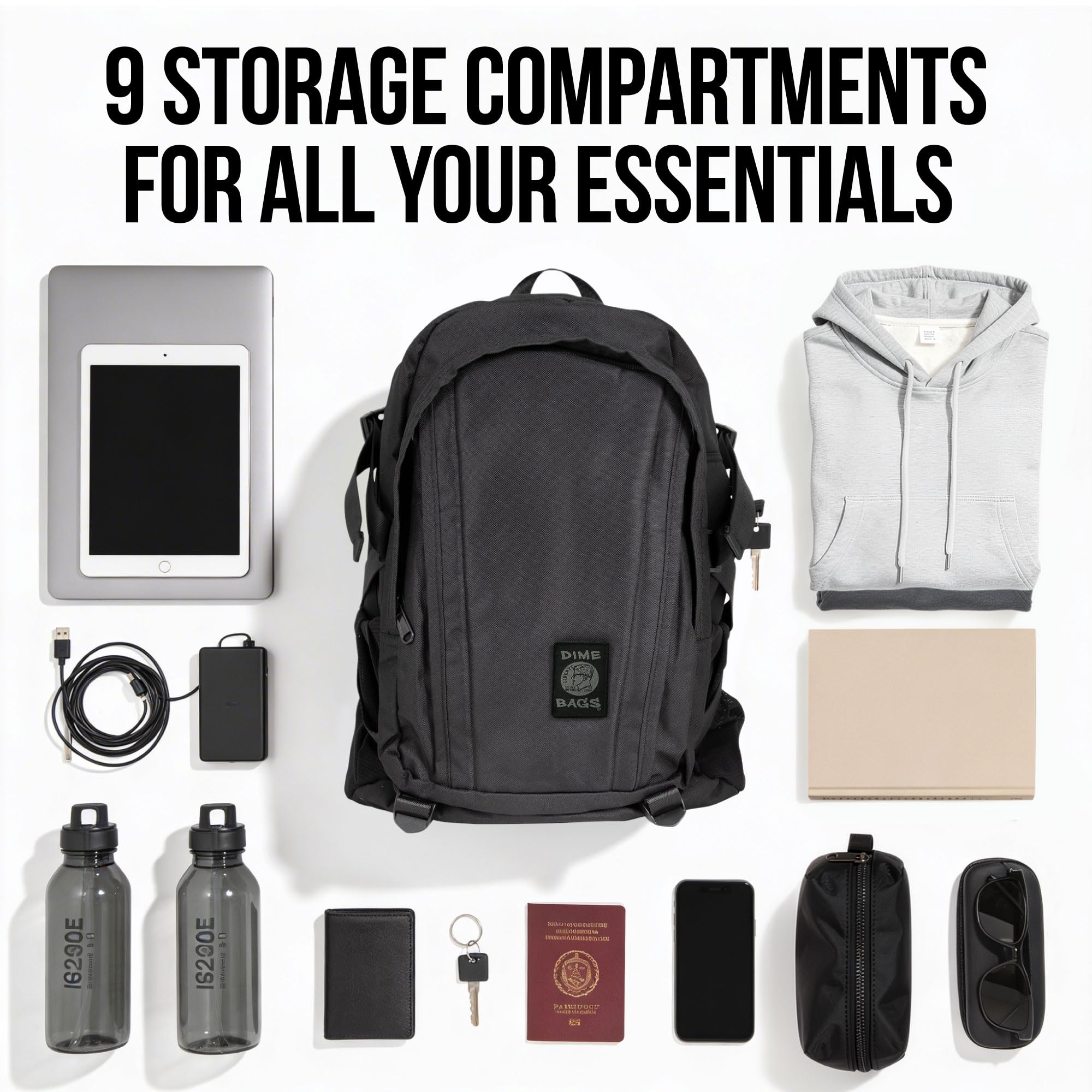 DIME BAGS Odor Blocking Backpack with Lock, Water-Resistant, Anti Theft Bag, Lockable Travel Backpack with Padded Shoulder Straps, Spill Proof Zippers, Transporter (Camouflage) - Image 4