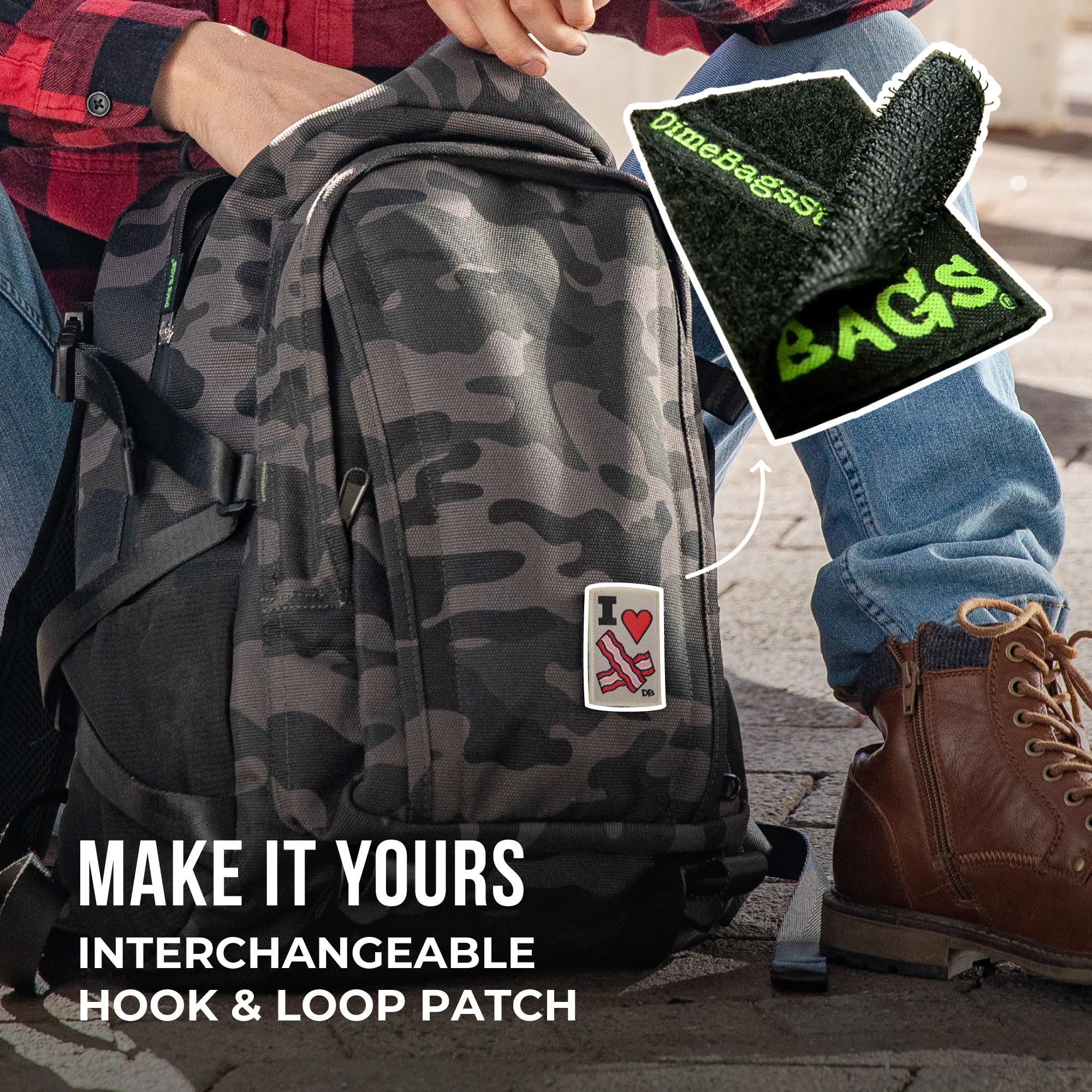 DIME BAGS Odor Blocking Backpack with Lock, Water-Resistant, Anti Theft Bag, Lockable Travel Backpack with Padded Shoulder Straps, Spill Proof Zippers, Transporter (Camouflage) - Image 5