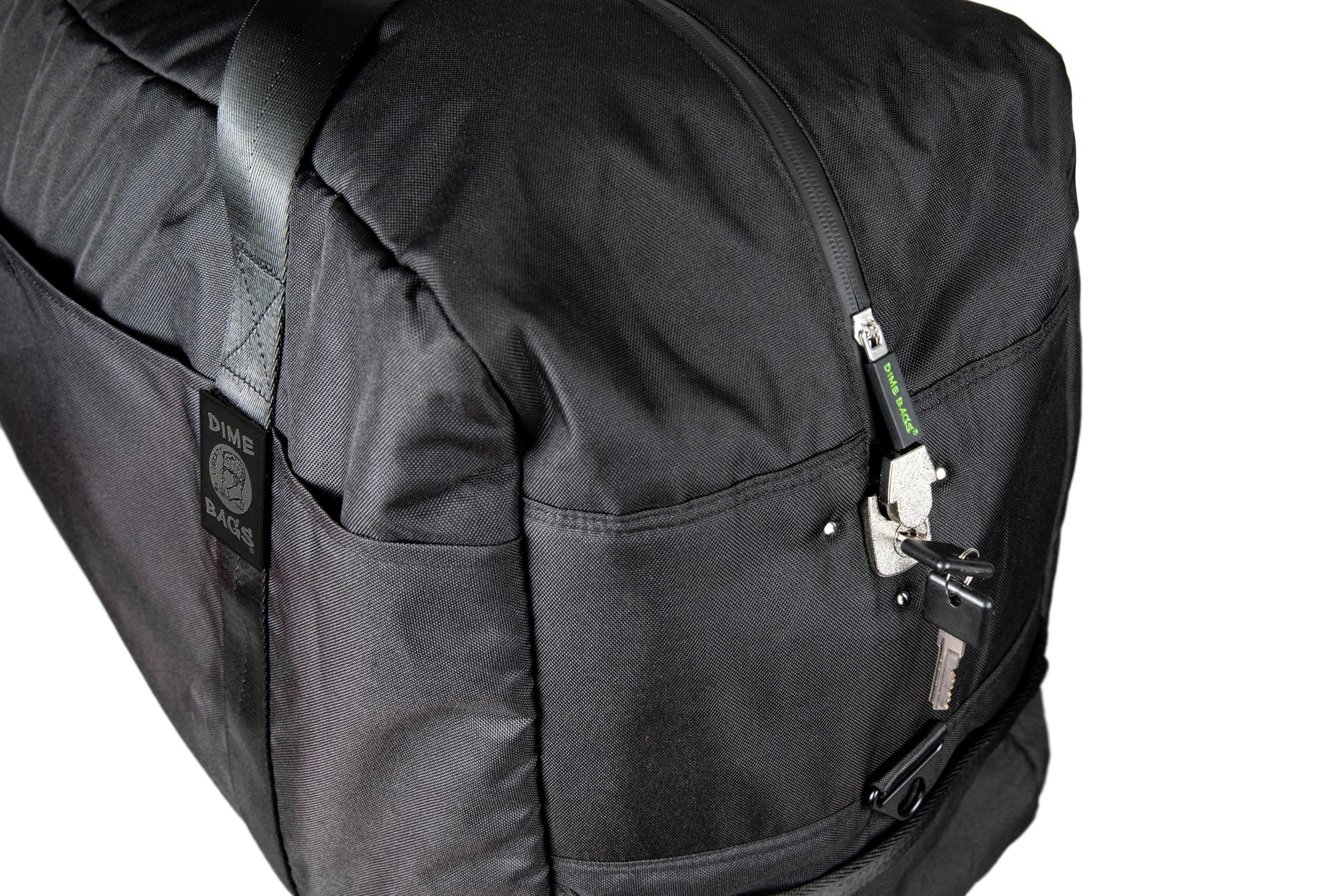 Dime Bags Odor Sealing Large Duffle Bag with Lockable Zipper for Travel Protection, Carbon-Lined for Scent & Spill Protection, Water-Resistant Polyester Exterior, 9 Compartments for Storage (Black) - Image 6