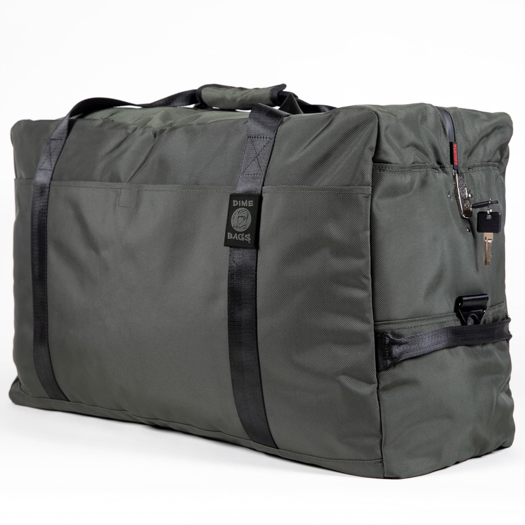 Dime Bags Odor Sealing Large Duffle Bag with Lockable Zipper for Travel Protection, Carbon-Lined for Scent & Spill Protection, Water-Resistant Polyester Exterior, 9 Compartments for Storage (Green) - Image 4