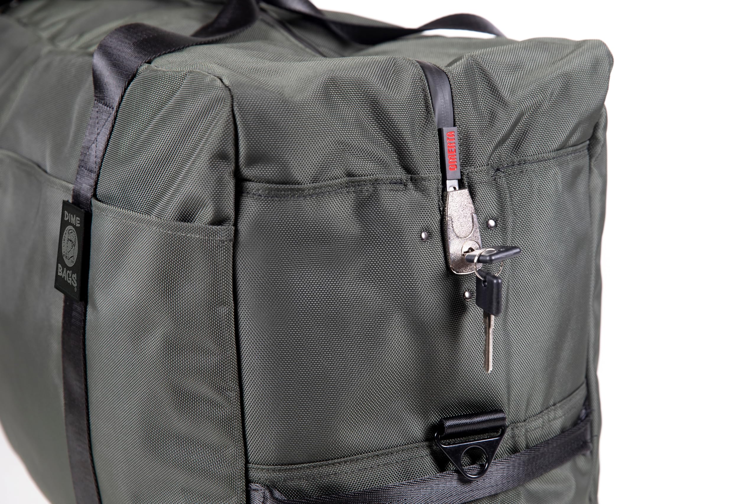 Dime Bags Odor Sealing Large Duffle Bag with Lockable Zipper for Travel Protection, Carbon-Lined for Scent & Spill Protection, Water-Resistant Polyester Exterior, 9 Compartments for Storage (Green) - Image 6