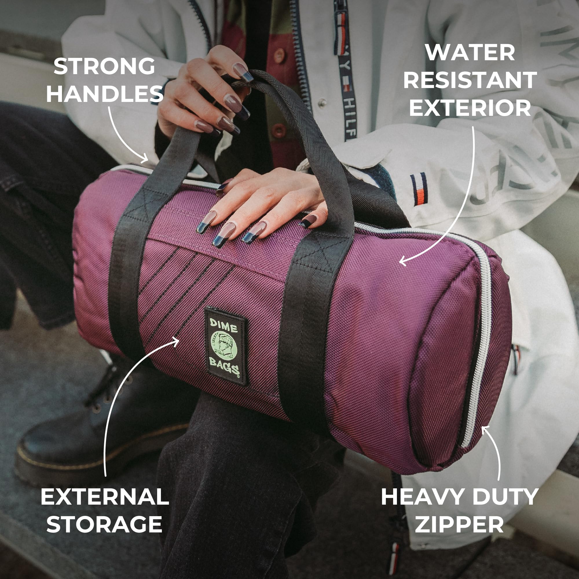 Dime Bags Padded Duffle Tube, Water-Resistant Nylon Gear Bag with Heavy Padding for Glass, Electronics, Travel & Storage, With Exterior/Interior Pockets & Durable Handles (Plum, 15 Inch) - Image 4