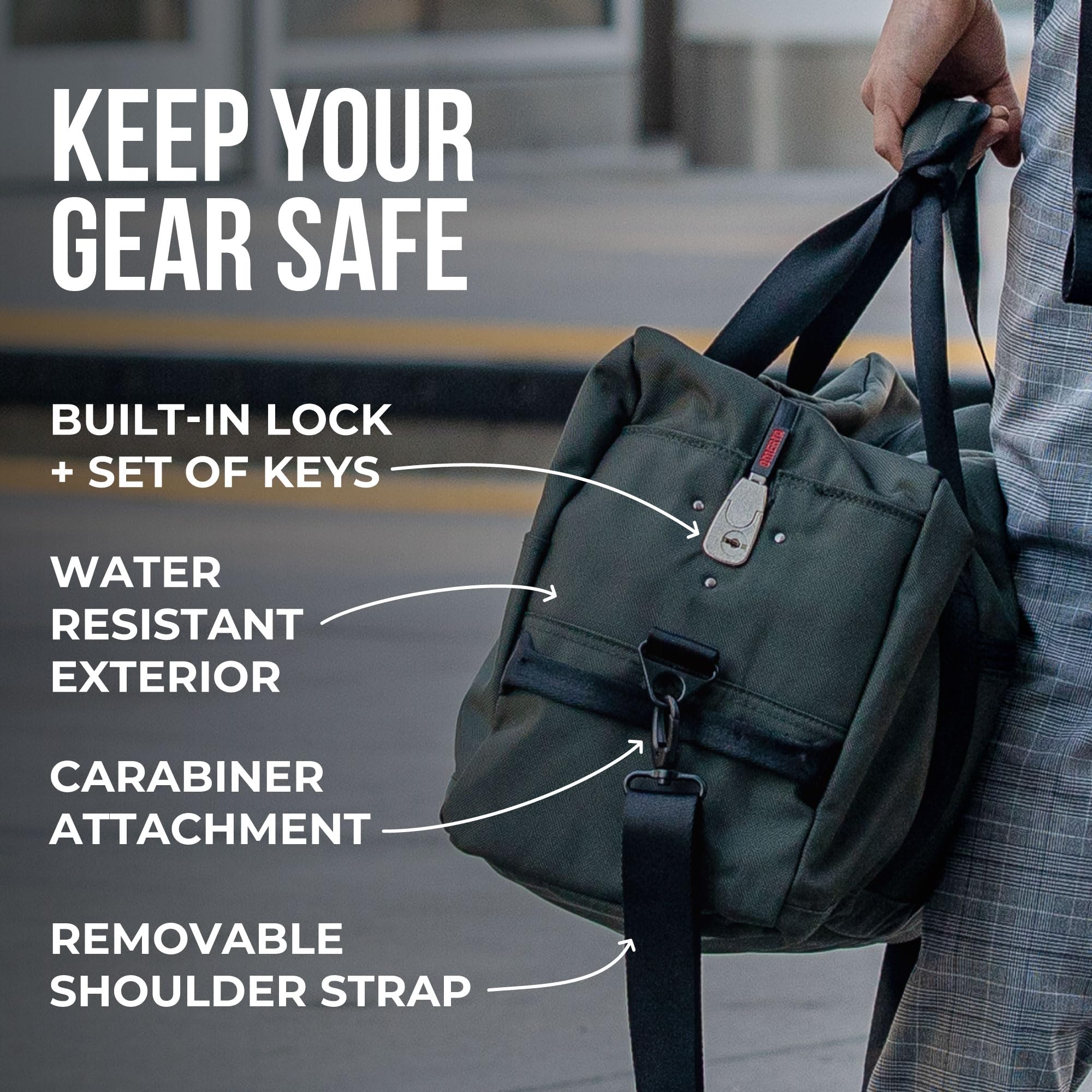 Dime Bags Travel Duffle Bag, Odor Proof w/Carbon Filter Lining, Built-In Lock Duffle, Water-Resistant, Secret Pocket, Associate (Camouflage) - Image 3