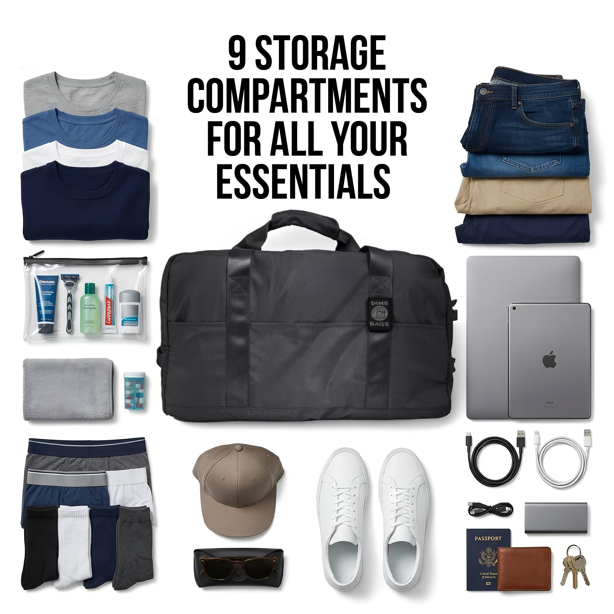 Dime Bags Travel Duffle Bag, Odor Proof w/Carbon Filter Lining, Built-In Lock Duffle, Water-Resistant, Secret Pocket, Associate (Camouflage) - Image 4