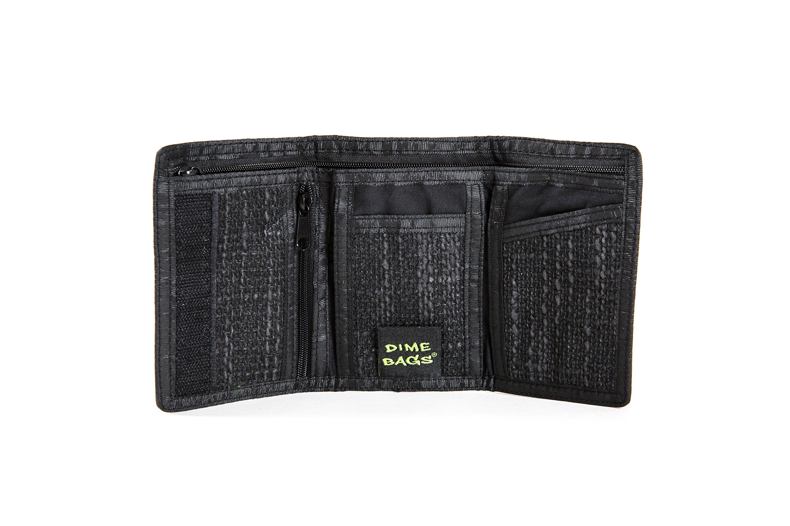 DIME BAGS Trifold Hempster Wallet, Slim Design, Durable Material with Multiple Card Slots, 9 Compartments, Zippered Pockets & Hidden Cash Storage, Interchangeable Patch (Rasta) - Image 3