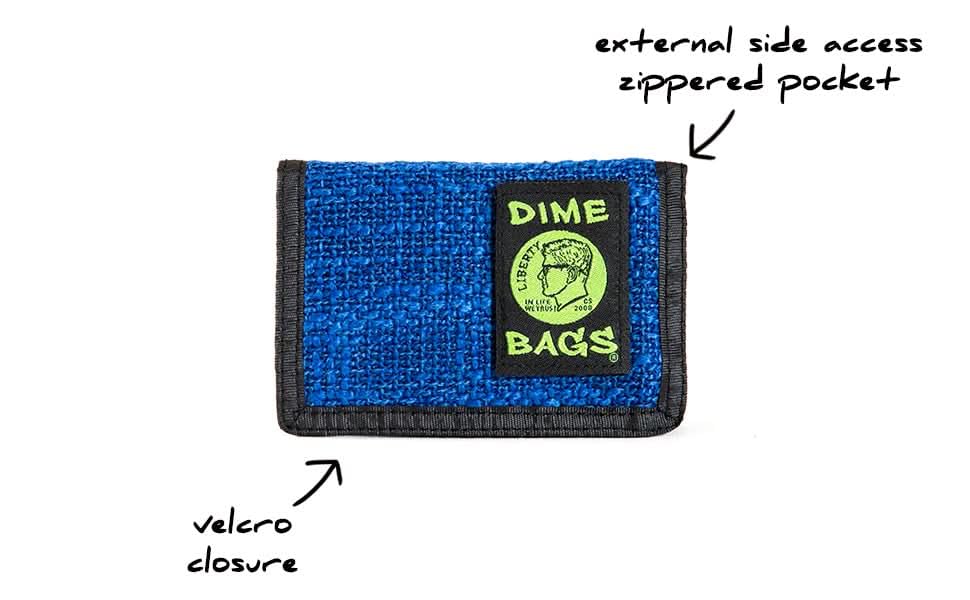 DIME BAGS Trifold Hempster Wallet, Slim Design, Durable Material with Multiple Card Slots, 9 Compartments, Zippered Pockets & Hidden Cash Storage, Interchangeable Patch (Rasta) - Image 4