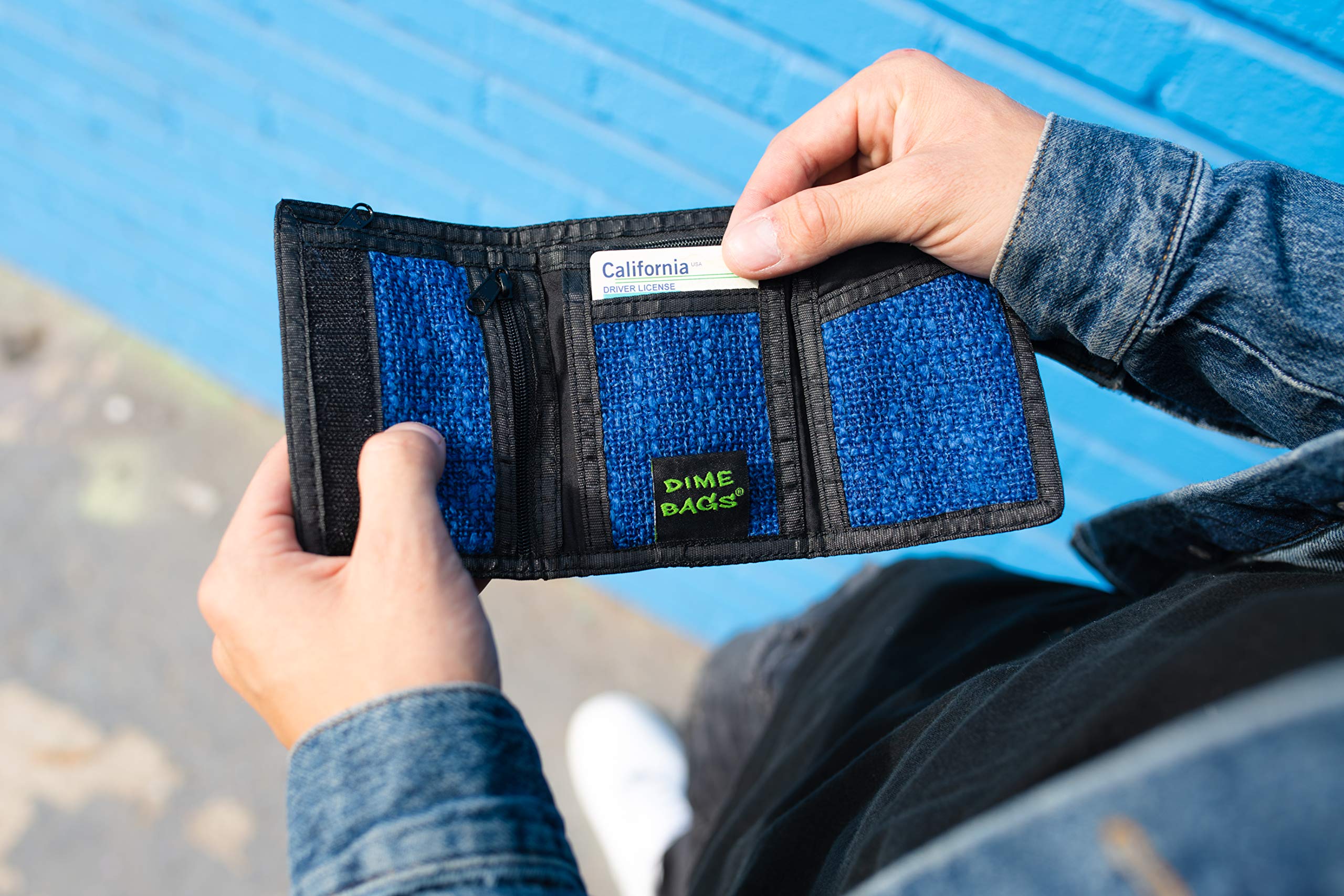 DIME BAGS Trifold Hempster Wallet, Slim Design, Durable Material with Multiple Card Slots, 9 Compartments, Zippered Pockets & Hidden Cash Storage, Interchangeable Patch (Rasta) - Image 5