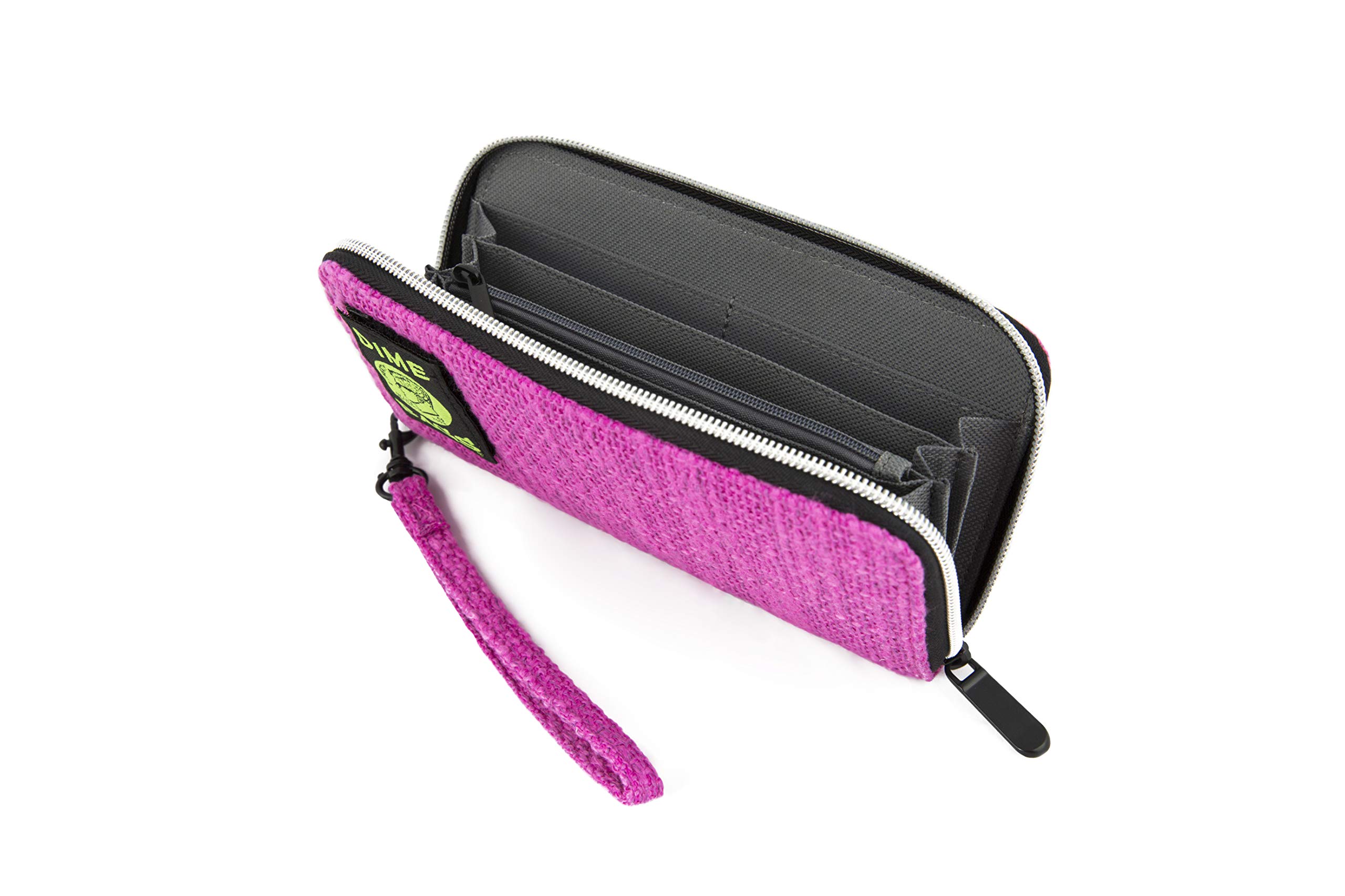 DIME BAGS Wristlet Wallet, RFID-Blocking Hempster Pouch with Secure Zipper, 13 Compartments & Card Slots, Cotton Lining & Removable Strap, For Travel & Daily Use (Magenta) - Image 3