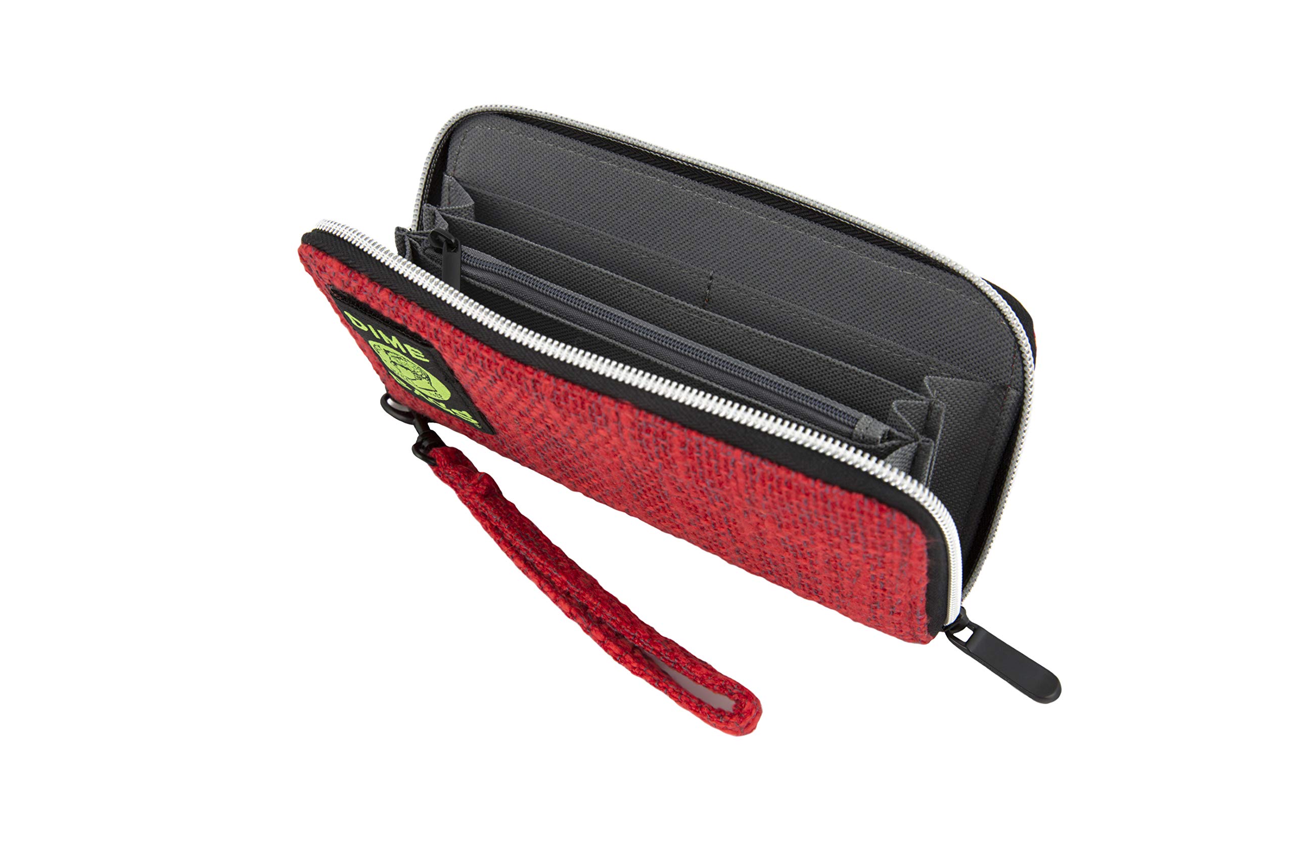 DIME BAGS Wristlet Wallet, RFID-Blocking Hempster Pouch with Secure Zipper, 13 Compartments & Card Slots, Cotton Lining & Removable Strap, For Travel & Daily Use (Red) - Image 3